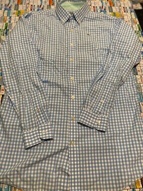 Vineyard Vines Classic Fit Gingham Whale Shirt. Size XL Pre-owned